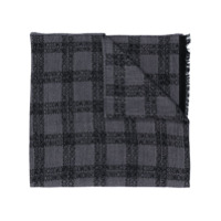 Moschino Cachecol xadrez de lã com logo - Cinza