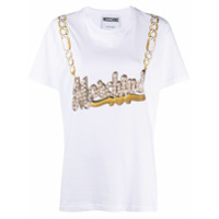 Moschino Camiseta com estampa gráfica de colar e logo - Branco