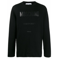 Moschino Camiseta mangas longas com estampa de logo - Preto
