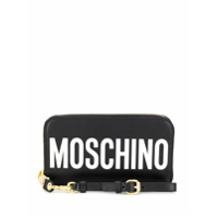 Moschino Carteira com estampa de logo e zíper - Preto