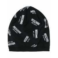 Moschino Gorro de lã com estampa de logo - Preto