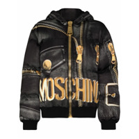 Moschino Jaqueta matelassê com estampa Marco Biker - Preto