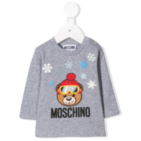 Moschino Kids Blusa com estampa de logo - Cinza