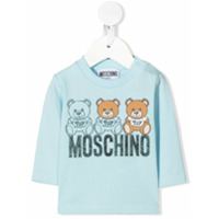 Moschino Kids Blusa com estampa de logo Teddy Bear - Azul