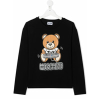 Moschino Kids Blusa com estampa de logo Teddy - Preto