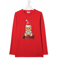 Moschino Kids Blusa com estampa de logo Teddy - Vermelho