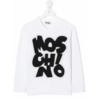 Moschino Kids Blusa mangas longas com estampa de logo - Branco