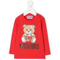 Moschino Kids Blusa mangas longas com estampa de urso - Vermelho