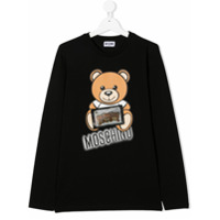 Moschino Kids Blusa mangas longas com estampa Teddy Bear - Preto