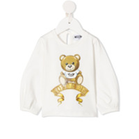 Moschino Kids Blusa mangas longas com logo bordado - Branco