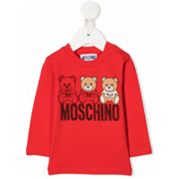 Moschino Kids Blusa mangas longas com logo - Vermelho