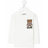 Moschino Kids Blusa mangas longas com patch de logo Teddy Bear - Branco