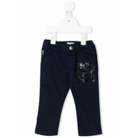 Moschino Kids Calça chino com logo Teddybear - Azul