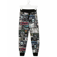 Moschino Kids Calça com estampa cassette - Preto