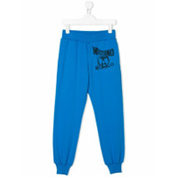 Moschino Kids Calça esportiva com estampa de logo - Azul