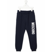 Moschino Kids Calça esportiva com estampa de logo - Azul