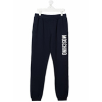 Moschino Kids Calça esportiva com estampa de logo - Azul