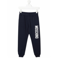 Moschino Kids Calça esportiva com estampa de logo - Azul