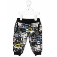 Moschino Kids Calça esportiva com estampa de logo - Azul