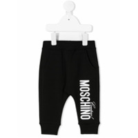 Moschino Kids Calça esportiva com estampa de logo - Preto