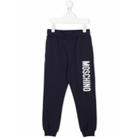 Moschino Kids Calça esportiva com estampa logo - Azul