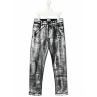 Moschino Kids Calça jeans cintura média metálica - Cinza