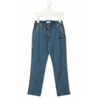 Moschino Kids Calça jeans reta com tachas - Azul