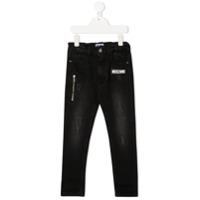 Moschino Kids Calça jeans skinny com efeito destroyed - Preto