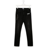 Moschino Kids Calça jeans skinny com efeito destroyed - Preto