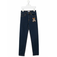 Moschino Kids Calça jeans skinny com patch Teddy Bear - Azul