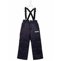 Moschino Kids Calça matelassê com suspensório - Azul