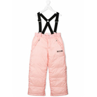 Moschino Kids Calça matelassê com suspensório - Rosa