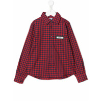 Moschino Kids Camisa com logo e padronagem xadrez - Vermelho