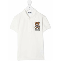 Moschino Kids Camisa polo com bordado de logo Teddy Bear - Branco