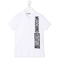 Moschino Kids Camisa polo com estampa de logo - Branco