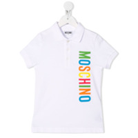 Moschino Kids Camisa polo com estampa de logo - Branco