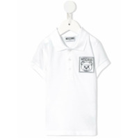 Moschino Kids Camisa polo com logo e detalhe vazado - Branco