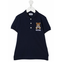 Moschino Kids Camisa polo com logo Teddy Bear - Azul