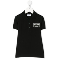 Moschino Kids Camisa polo com patch de logo - Preto