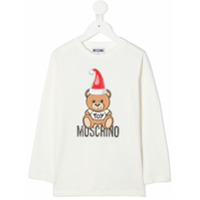 Moschino Kids Camiseta Christmas Teddy com mangas longas - Branco