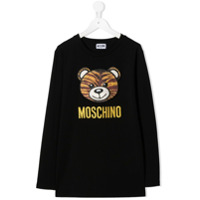 Moschino Kids Camiseta com bordado de logo - Preto