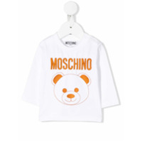 Moschino Kids Camiseta com bordado de urso - Branco