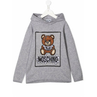 Moschino Kids Camiseta com capuz e estampa Teddy Bear - Cinza