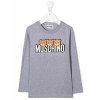 Moschino Kids Camiseta com estampa de logo - Cinza