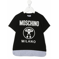 Moschino Kids Camiseta com estampa de logo - Preto