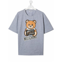 Moschino Kids Camiseta com estampa de logo Teddy Bear - Cinza