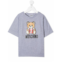 Moschino Kids Camiseta com estampa de logo Teddy Bear - Cinza
