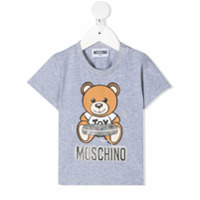 Moschino Kids Camiseta com estampa de logo Teddy - Cinza