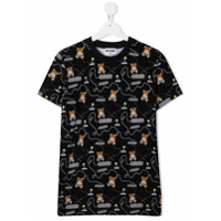 Moschino Kids Camiseta com estampa de logo Teddy - Preto