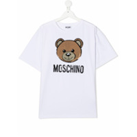 Moschino Kids Camiseta com estampa de urso em paetês - Branco